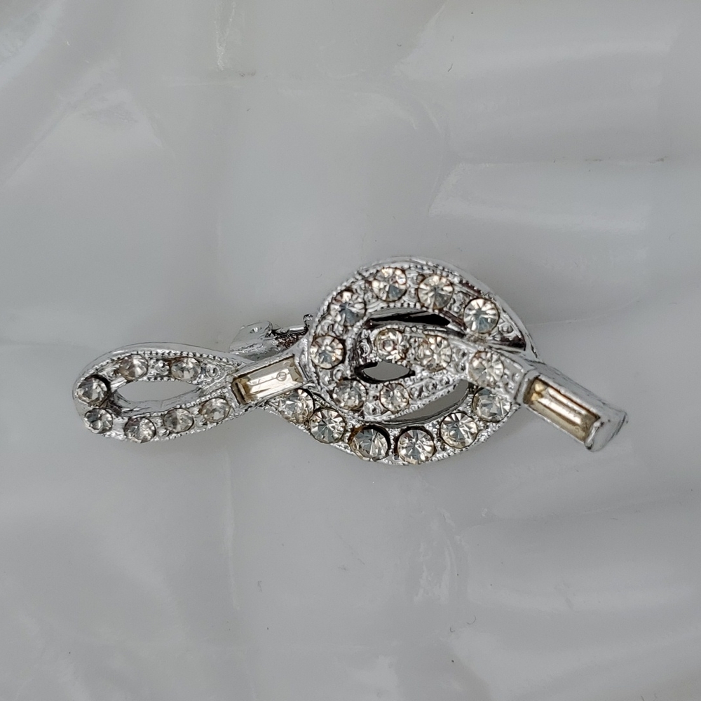 Vintage LJM Rhinestone Music Note Brooch - Picture 2 of 6